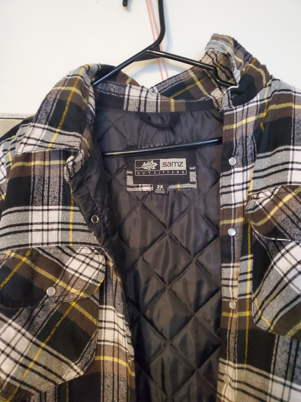 Samz Outfitters Quilted Plaid Jacket in Black, White & Olive